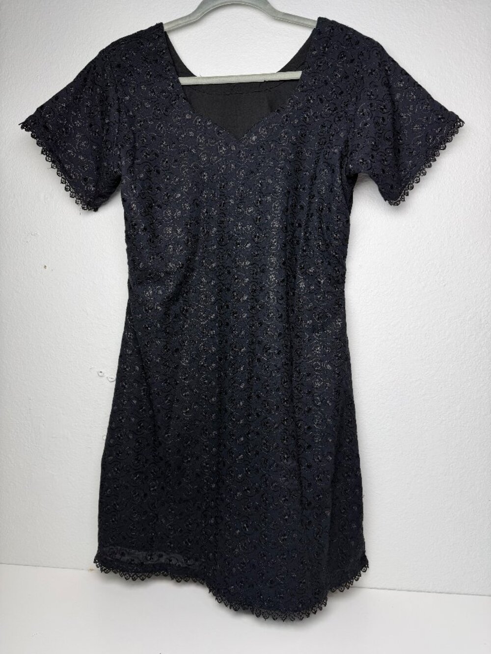 Vintage 90's My Michelle embroidered black shift dress